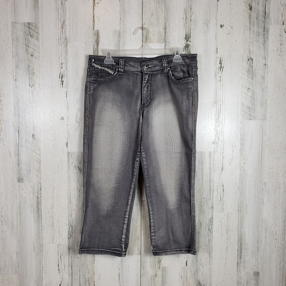 Cache gray cropped jeans size 12